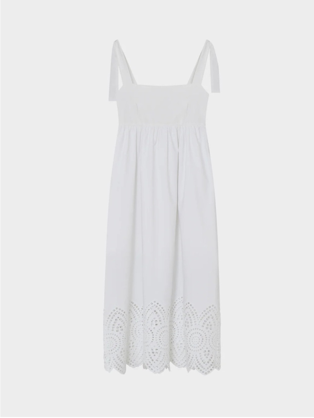Day Birger et Mikkelsen White Eyelet-Hem Midi Dress with Tie Straps size US 6 - Picture 2 of 6